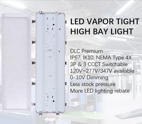 High Lumen LED Vapor Tight High Bay Autoverwasser Werktijd 50000 CRI Ra 80