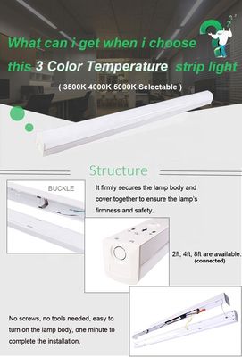 PC-materiaal 25W 3CCT 2FT LED-battenverlichtingsinstallaties voor commerciële en industriële doeleinden