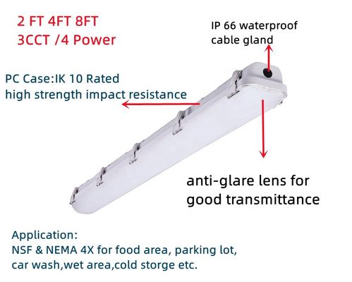 DLC IP66 35W 46W 4FT LED-damp-strakke garagelucht voor langdurige verlichtingsoplossingen